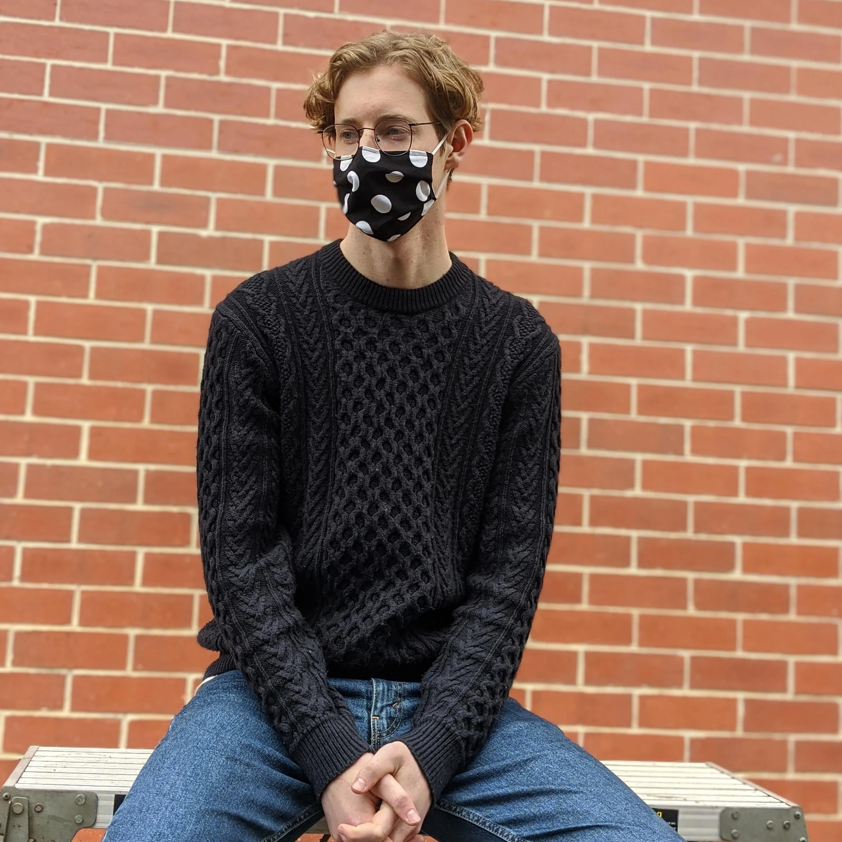 Black Polka Dot Face Mask