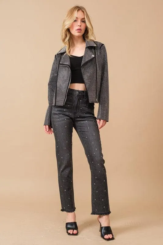 Glam Rhinestone Studded Stretch Jacket