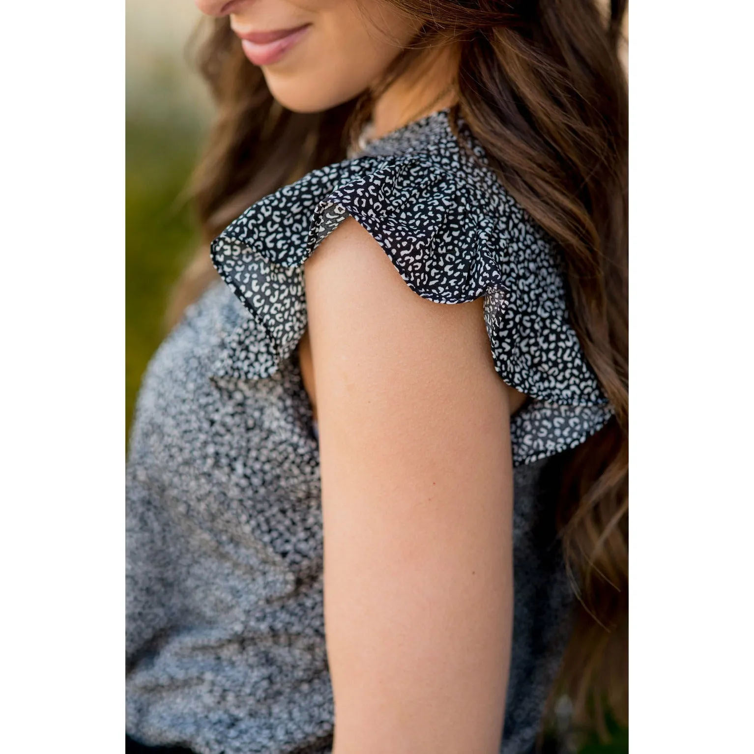 Leopard Ruffle Short Sleeve Tee
