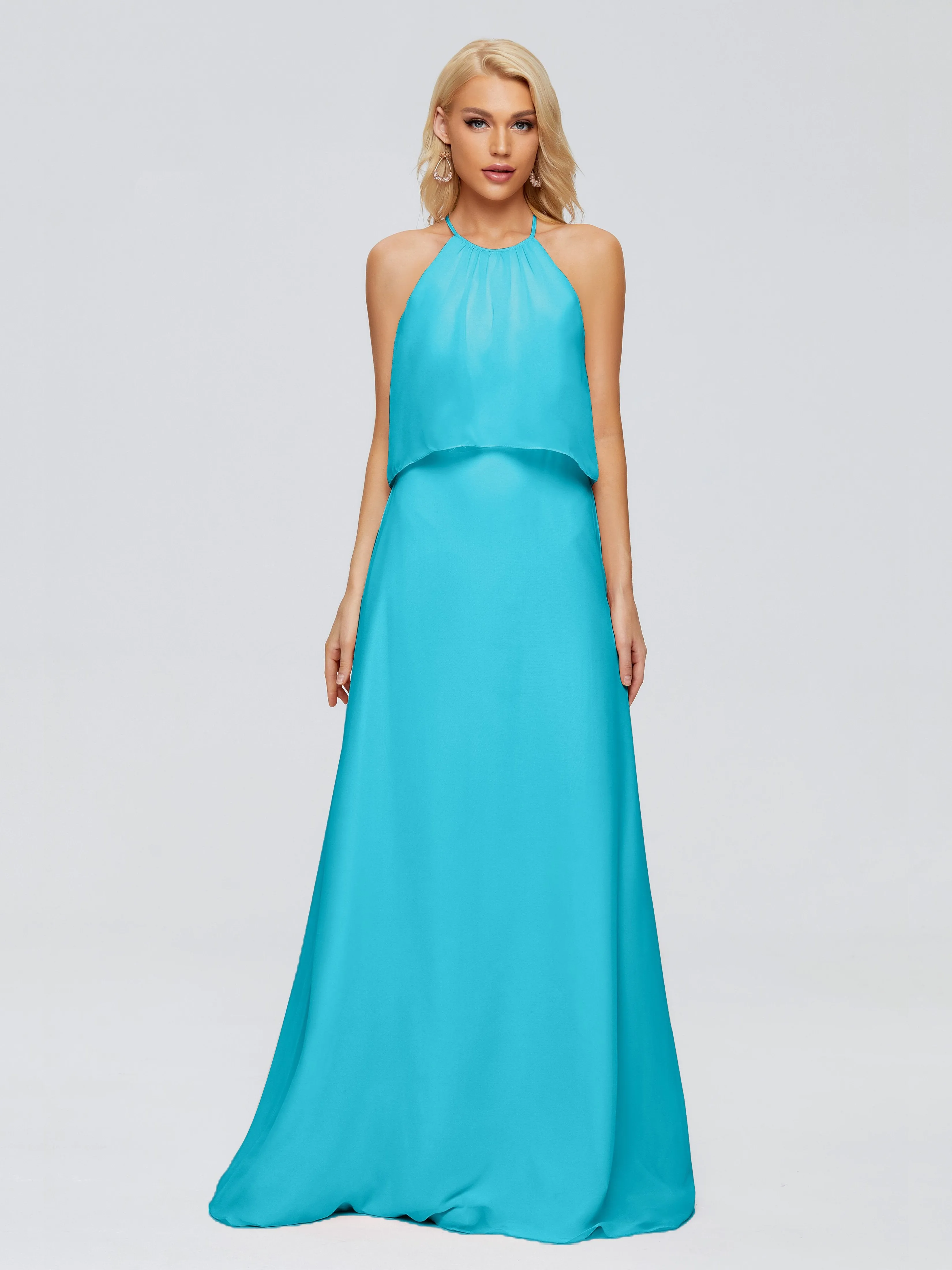 Liliana Simple Halter Chiffon Bridesmaid Dresses