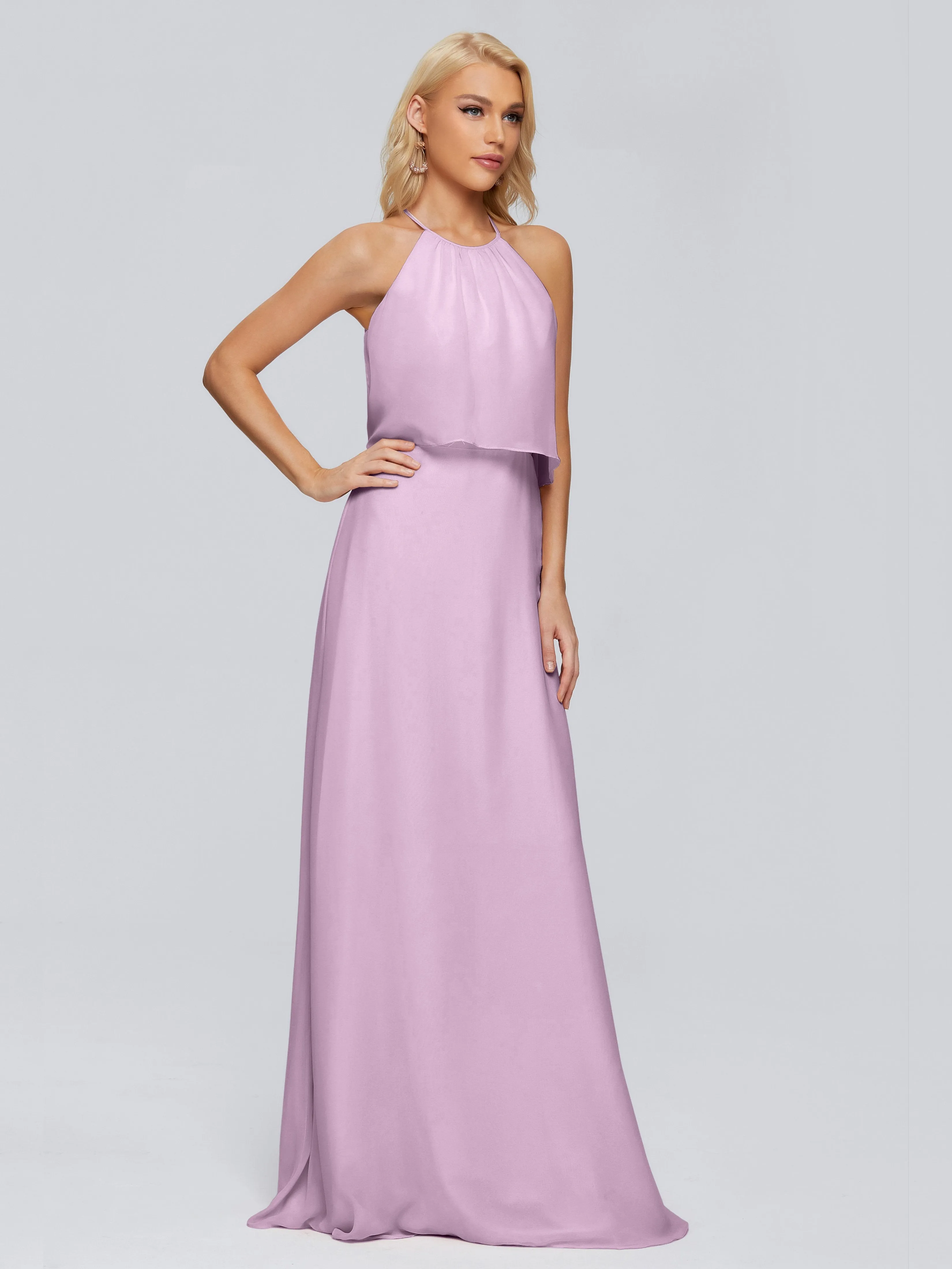 Liliana Simple Halter Chiffon Bridesmaid Dresses