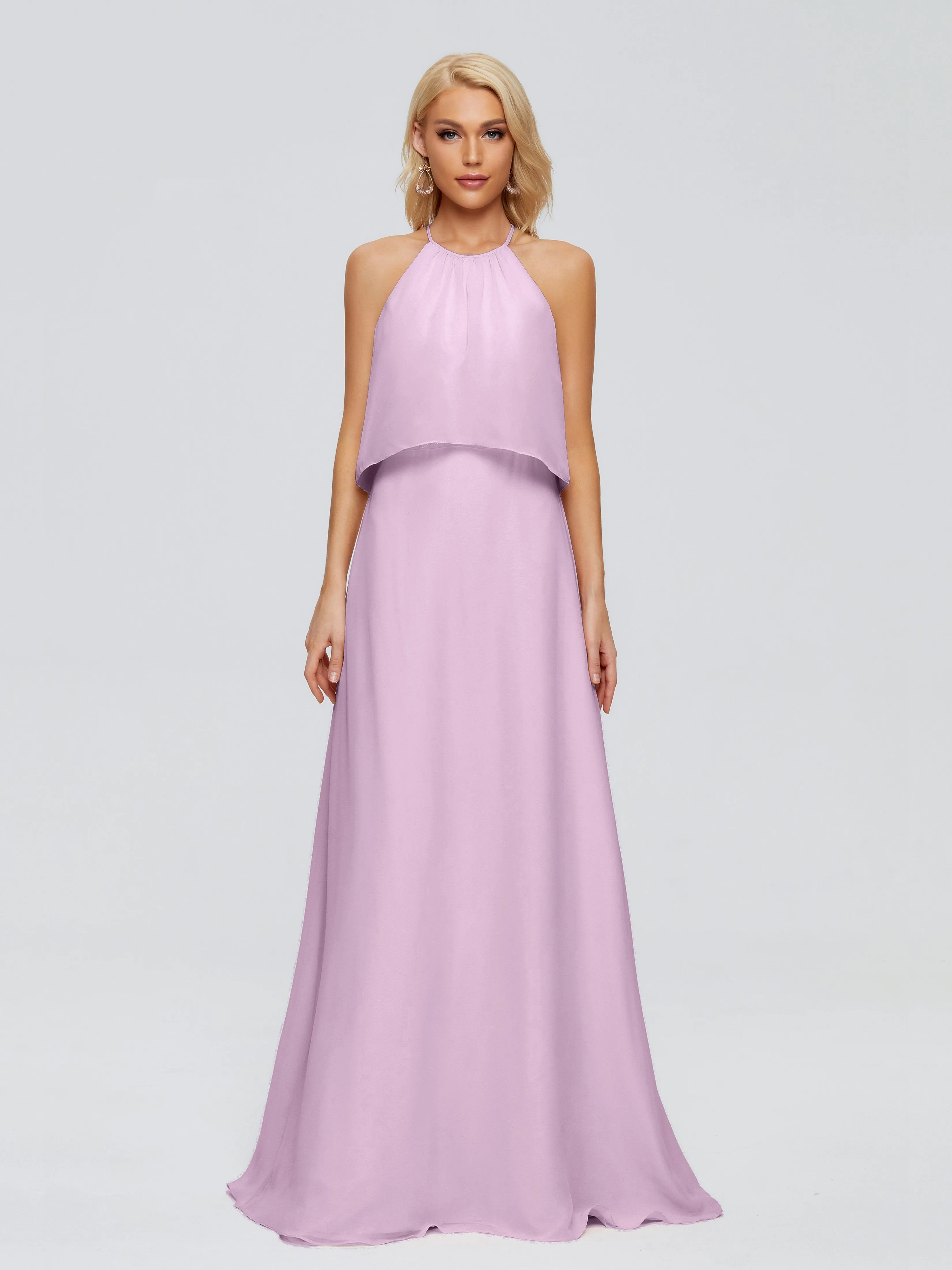 Liliana Simple Halter Chiffon Bridesmaid Dresses