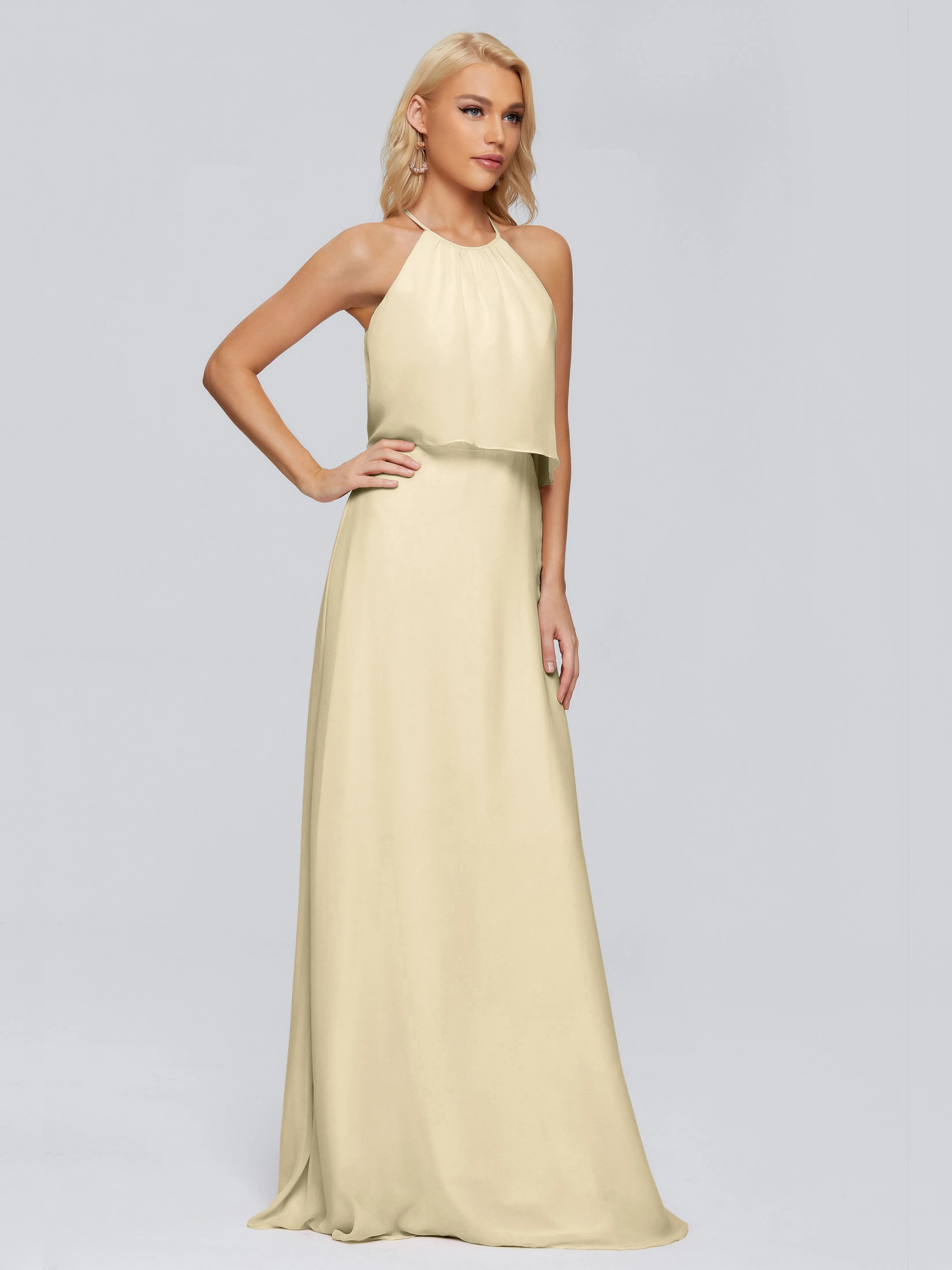 Liliana Simple Halter Chiffon Bridesmaid Dresses