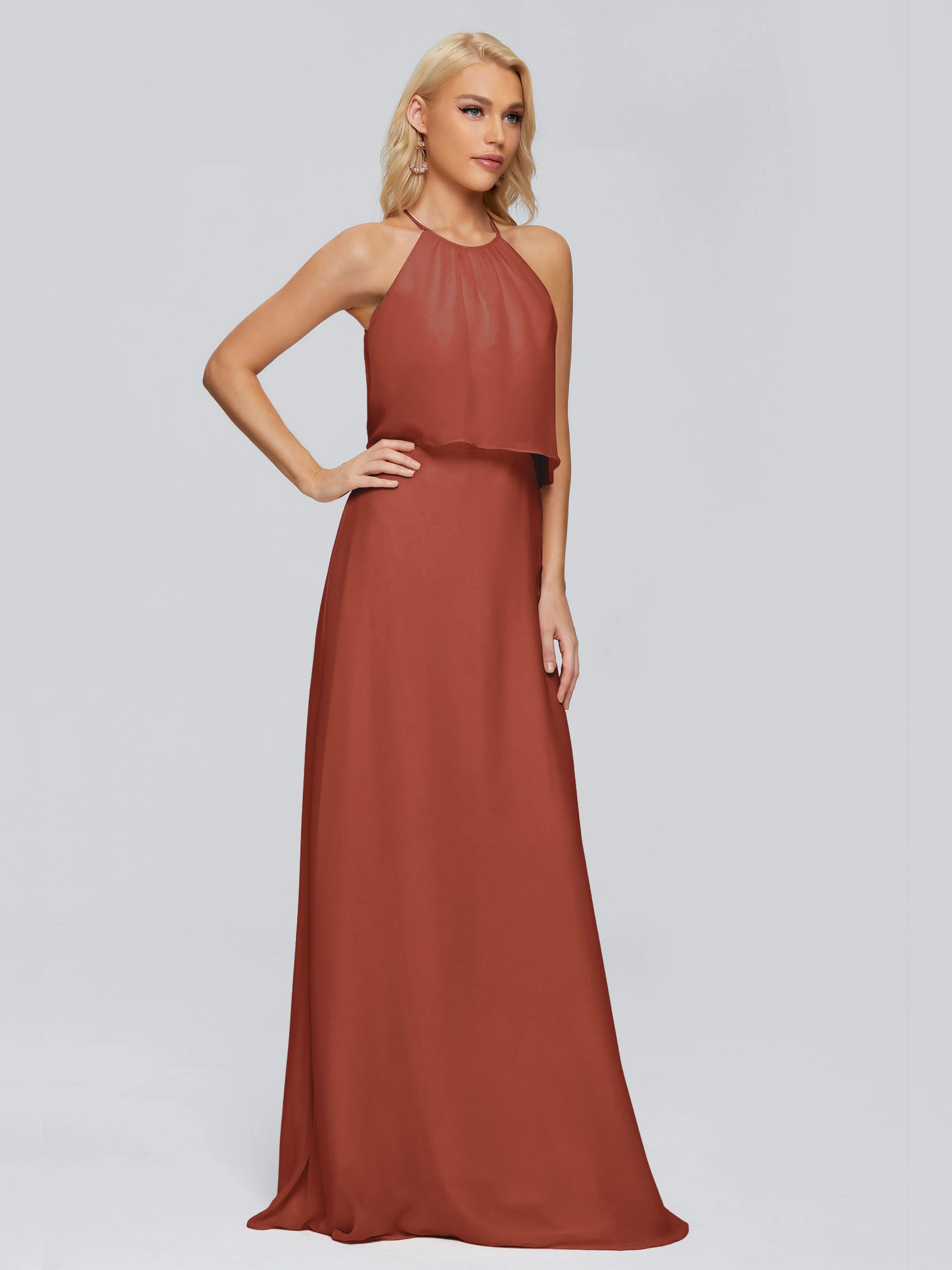 Liliana Simple Halter Chiffon Bridesmaid Dresses