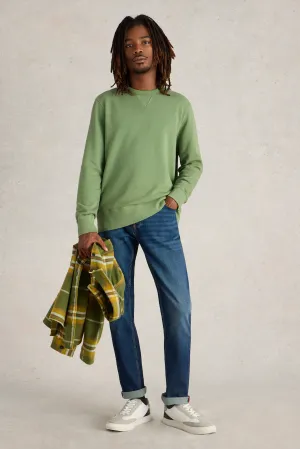 White Stuff Crew Neck Sweat in Mid Green